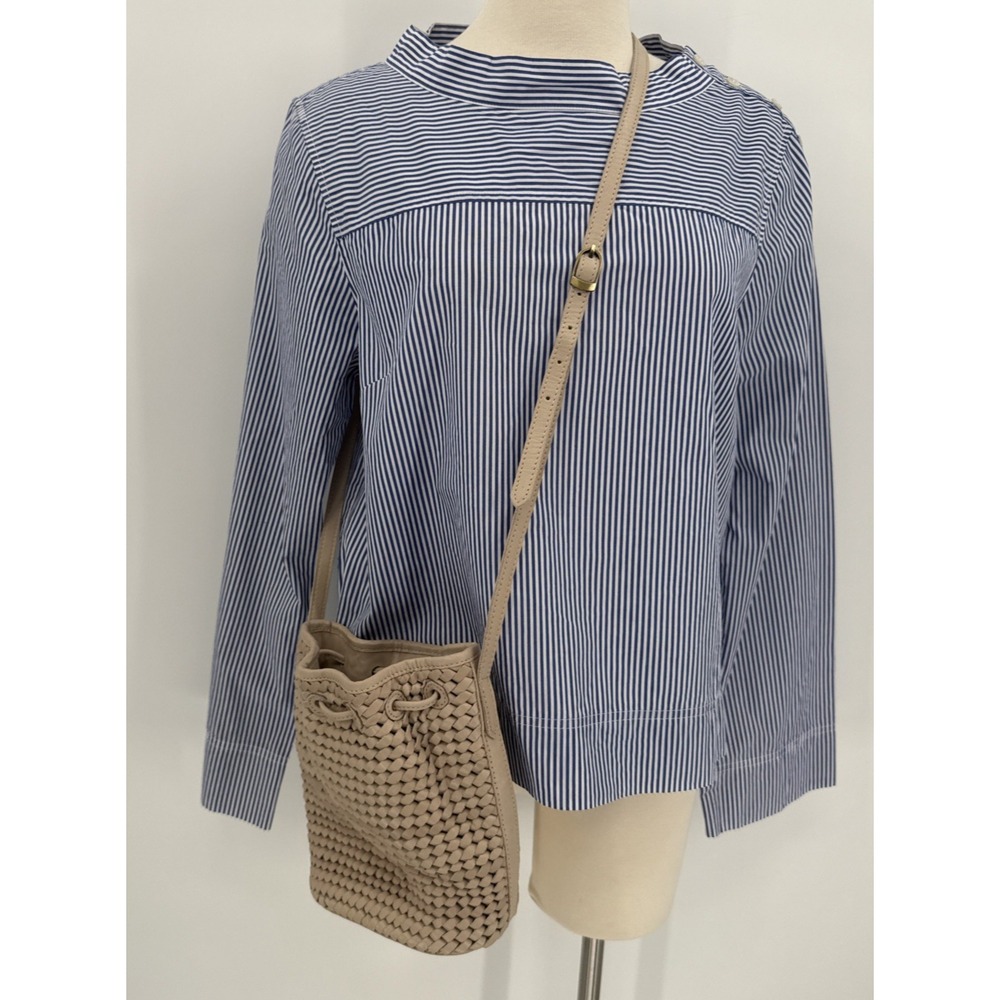Bembien Womens Tan Isabelle Leather Woven Medium Bucket Handbag Spring Summer